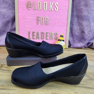 💜Comfort Plus by Predictions Black Wedge Heel Shoes Size 8.5